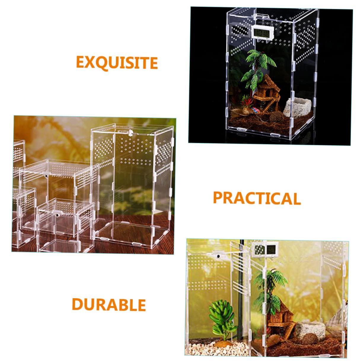Magnetische Durchsichtige Acryl Reptilien Zuchtbox mit Stabilem Belüftungssystem für Soldatenkrabben und Skorpione Terrarium Zubehör