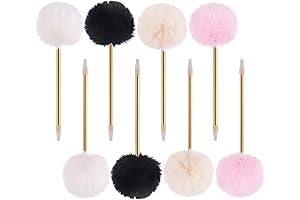 8-Pack Elegant Gold Fuzzy Pompom Pens
