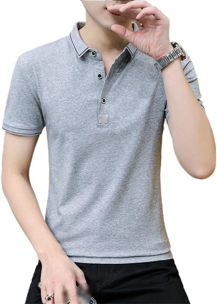 [わしのおとも] ASXDCP グレー ポロ Tシャツ メンズ 半袖 主役 Tシャツ ビジネスカジュアル(XL)