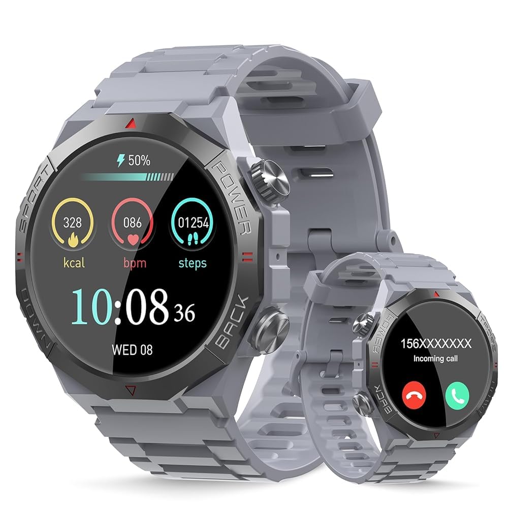 Reloj Inteligente Hombre Mujer, 1,39" Smartwatch con Llamada, Gris Oscuro | Impermeable IP68 Smart Watch Militar con 112 Modos, Reloj Deportivo con Podómetro/Monitoreo de Sueño/Pulsómetro