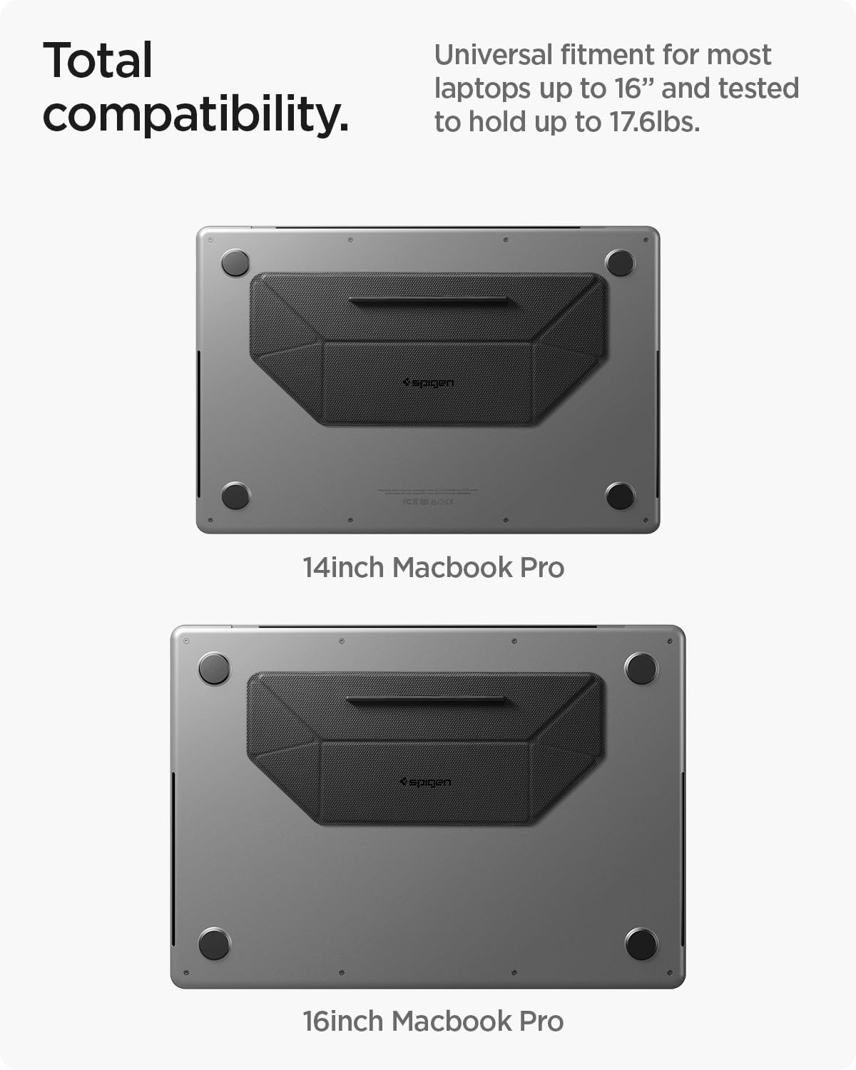Spigen Slim Fold Supporto PC Portatile [2 Angolazioni] Antiscivolo e Pieghevole, Adesivo Riutilizzabile, Laptop Stand Compatibile con Notebook MacBook Pro Air Neo M2 M3 M4 M5 13 14 15 Pollici e oltre