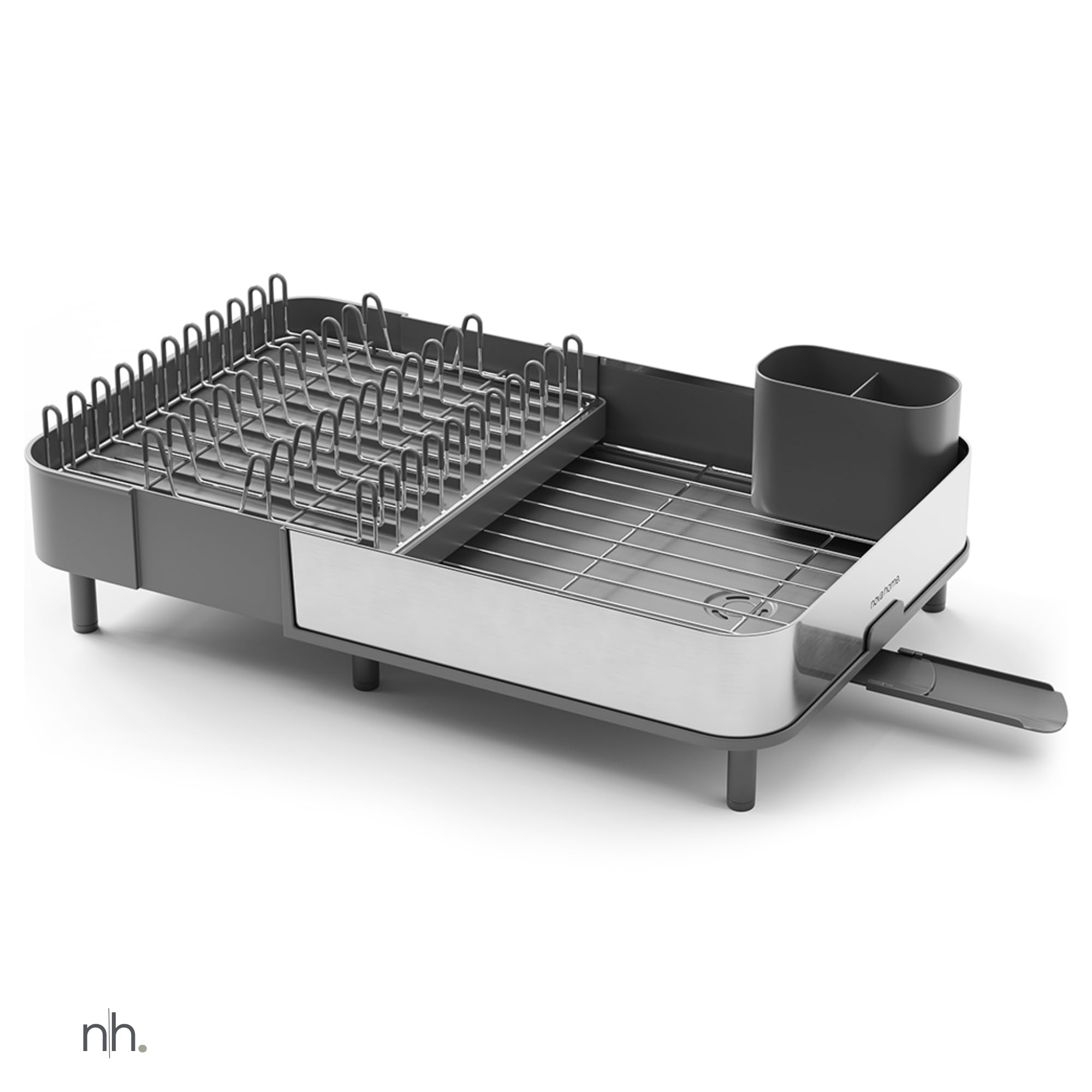Escurreplatos Extensible de Acero Inoxidable | Diseño Moderno, Minimalista, Elegante y Adaptable Gris Oscuro