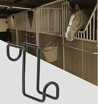 6Pcs 4 Inch Tack Hook,Metal Horse Stall Hooks Over Rail Bridle Hooks for Horse Tack Room,Stable,Barn,Trailer