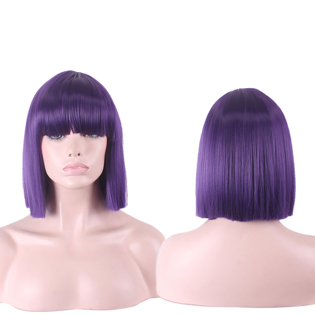 Buy Purple VELVEL 14" Short Straight Purple Bob Wigs for Women with