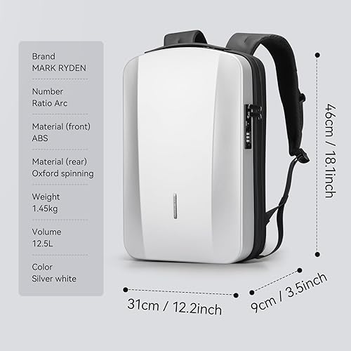 Miniatura 7 de MARK RYDEN Mochila para laptop para hombre, mochila antirrobo de carcasa rígida con bloqueo aprobado por la TSA y puerto de carga USB, mochila de
