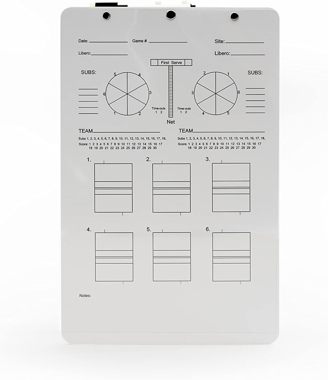 Tandem Sport Volleyball Coaches Deluxe Clipboard - Double Sided Dry Erase Volleyball Coach's Clipboard with Dry Erase Marker - Plan Strategy, Visualize Plays - Volleyball Coaching Supplies