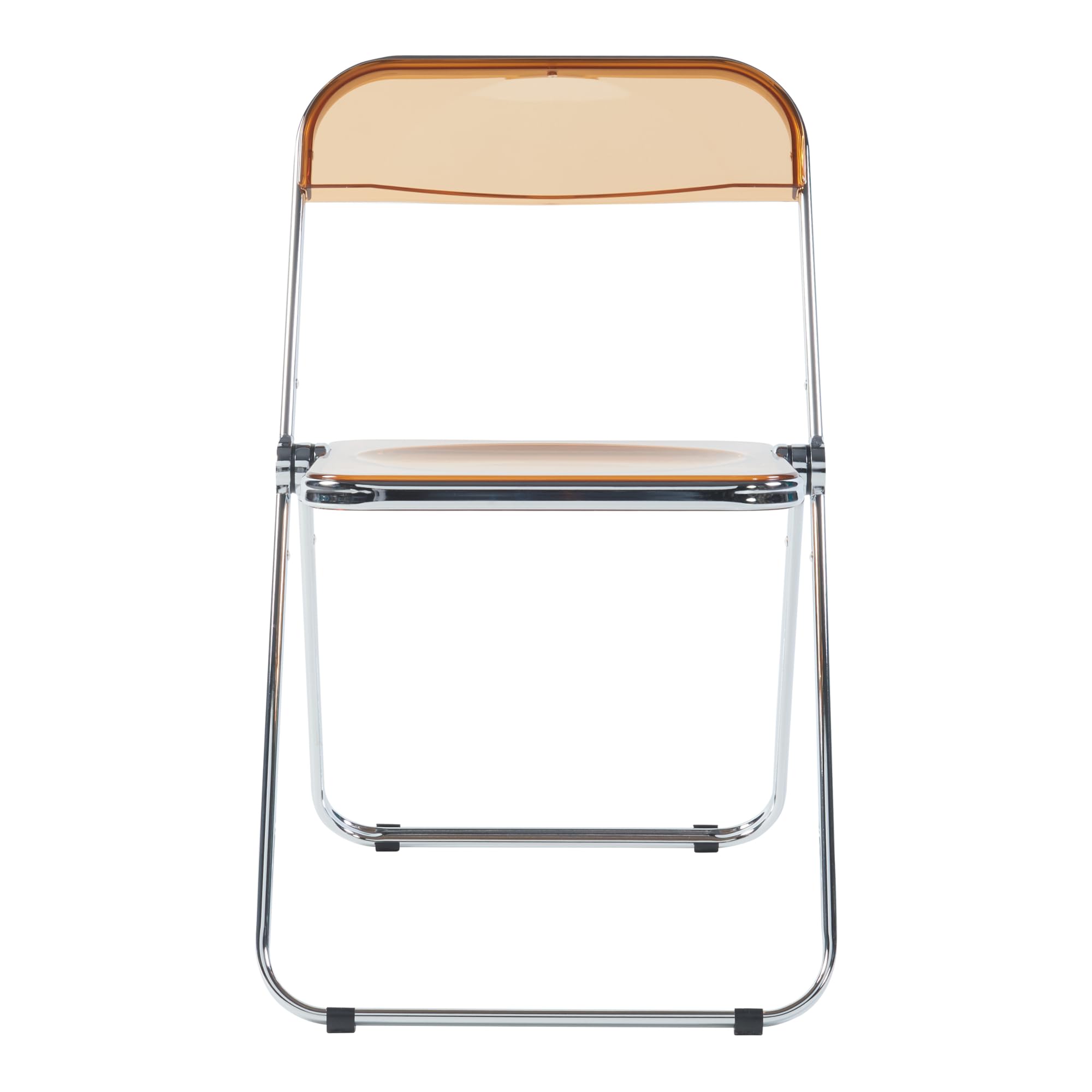 [en.casa] Juego de 2 Sillas Plegables Pornainen Transparentes para Eventos y Hogar Asiento Auxiliar Máx. 120 kg/Silla Oficina Estilo Moderno Diseño Estable 74 x 46 x 47 cm Acero Plástico - Naranja