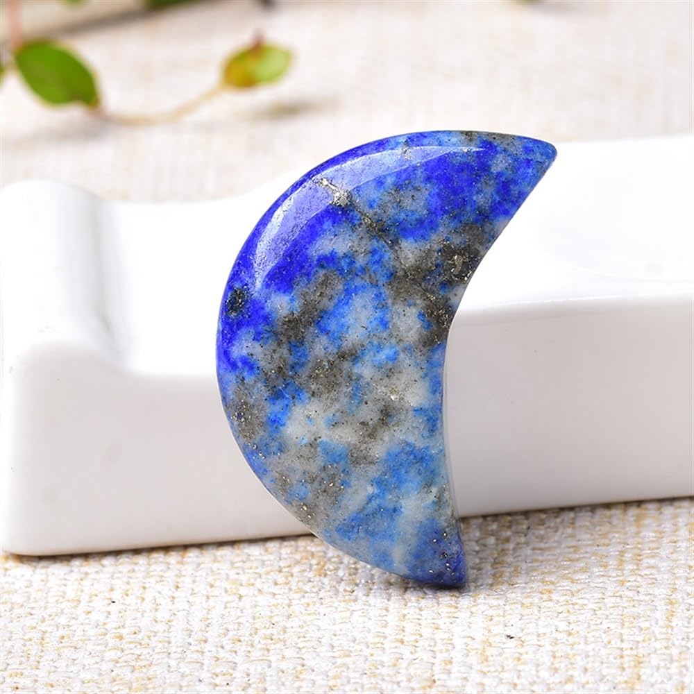 AtkitS 1pc Crescent Moon Shape Natural Stone Home Decoration Quartz Crystals Energy Healing Stone Craft Gift (Color : Lazuli)