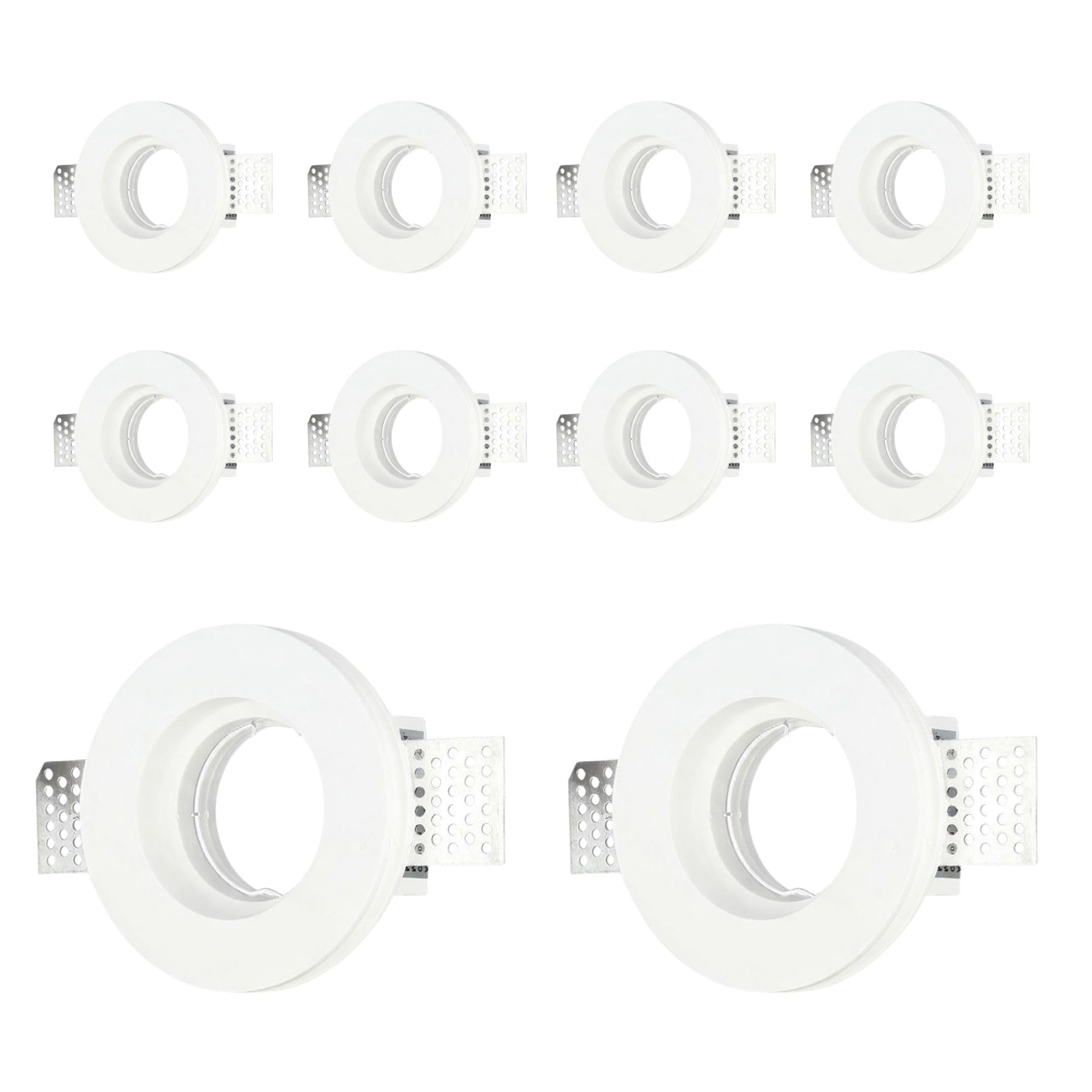 A2ZWORLD Lot de 10 porte-spot en plâtre encastré, rond 100 x 30 mm, blanc peint, douille GU10 et connecteur rapide inclus, ressort transparent, pour plaques de plâtre au plafond