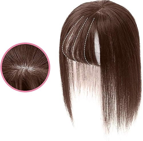 Miniatura 5 de Shiker Toppers de seda base corona Topper, pelo humano real con flequillo mono base corona, pieza de pelo clip en el cabello, cabello humano