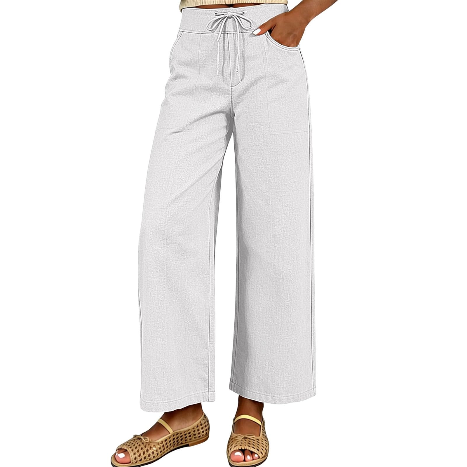 Pantalon d'été en coton et lin uni, style cargo avec poches - 8