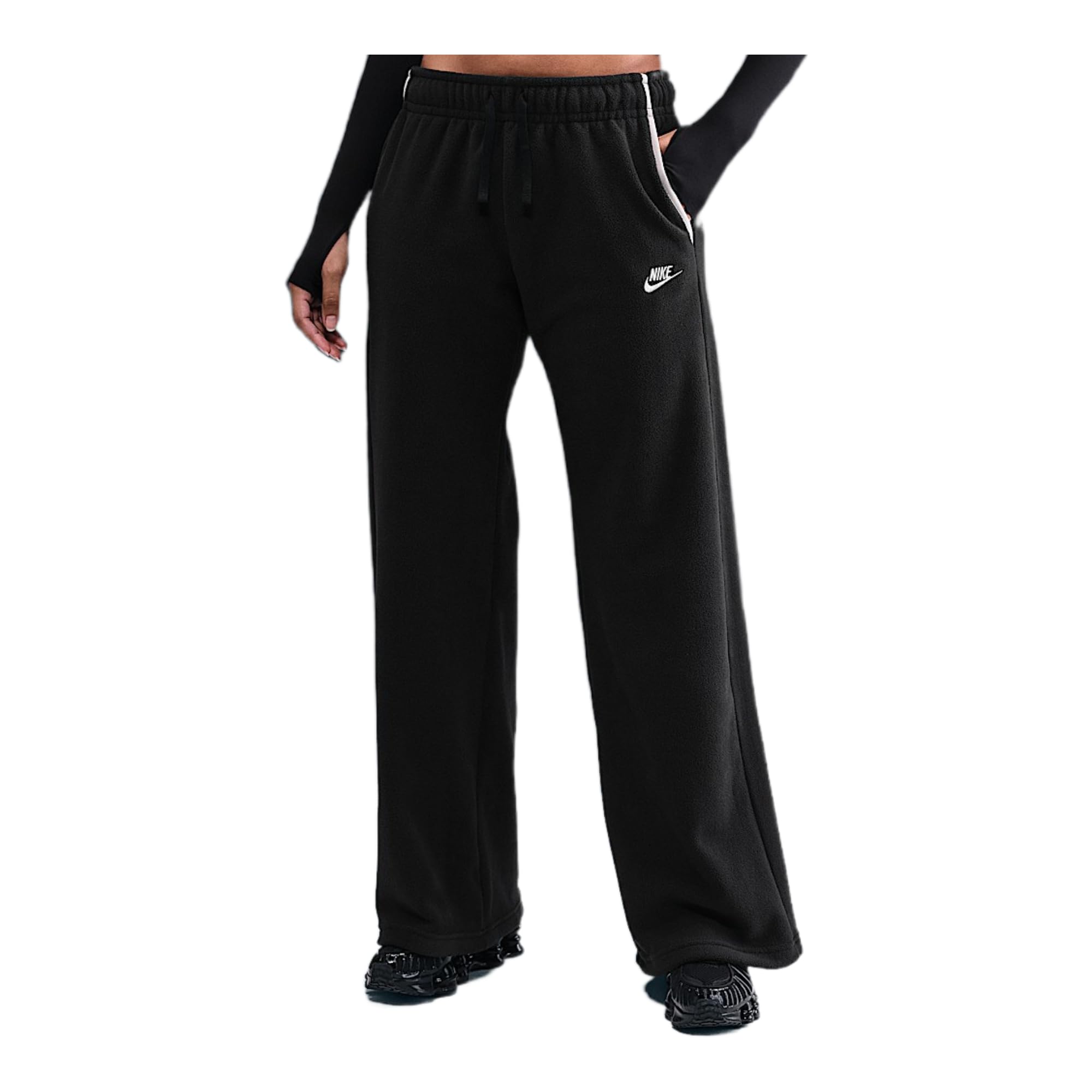Nike Women's W NSW Club FLC Czy Mr Wide PNT Pants, Black/College Grey, L