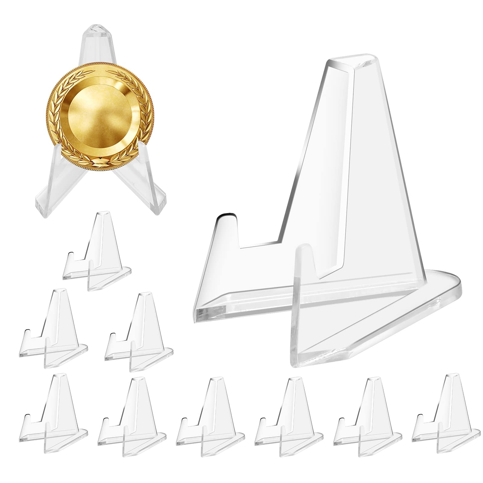 10 Pcs Acrylic Easel Holders, Coin Holder Presenter Holder Plastic Easels for Coin Display, Medals, Pocket Watches, Mobile Phones, Works of Art