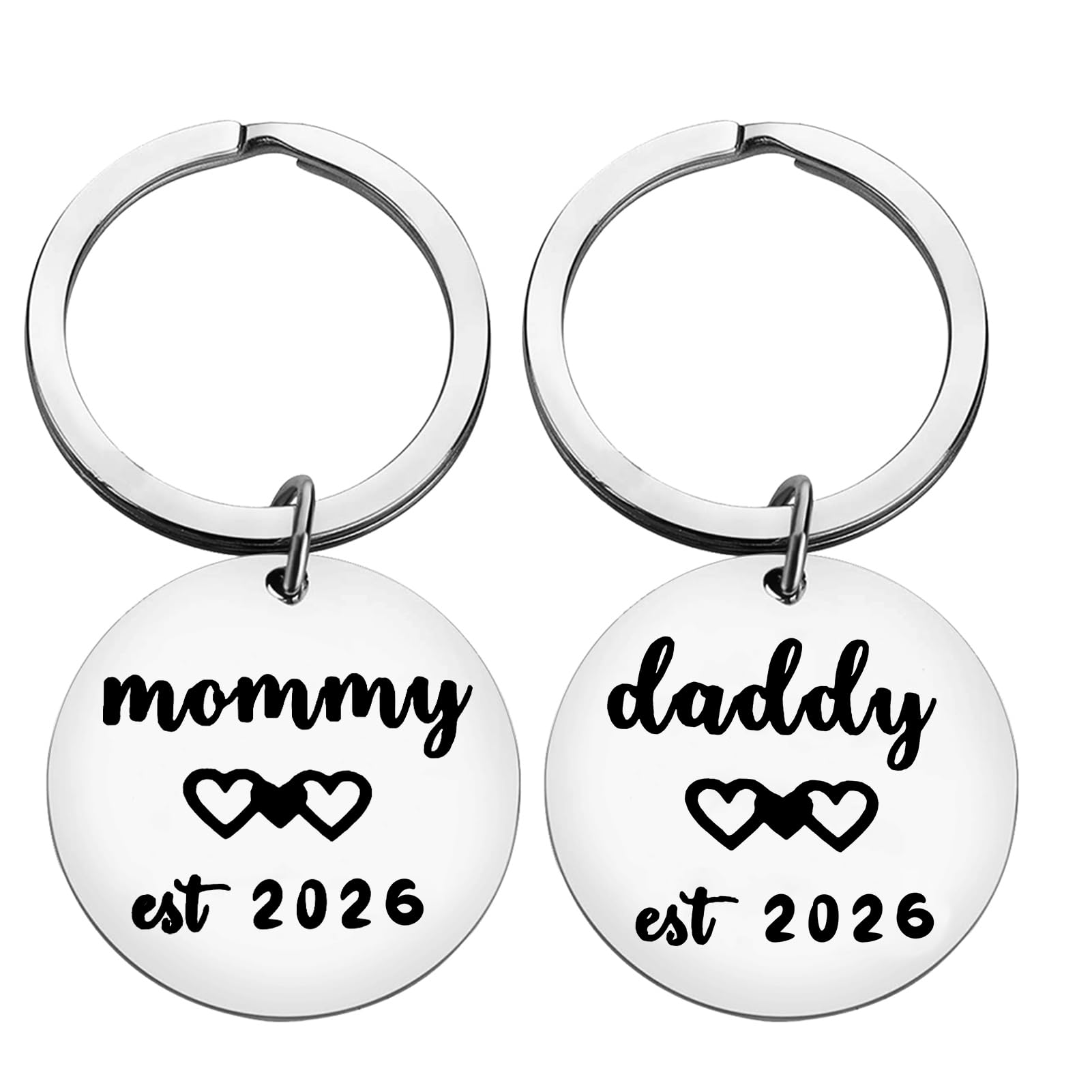 Ximalun Unisex Infant Silver2 New Mum New Dad Gifts Pregnancy Announcement Gifts Mommy And Daddy Est 2026 Keyring Set New Parents To Be Keyring First Time Mum Dad Gift Baby Announcement Gift For New Mommy Daddy