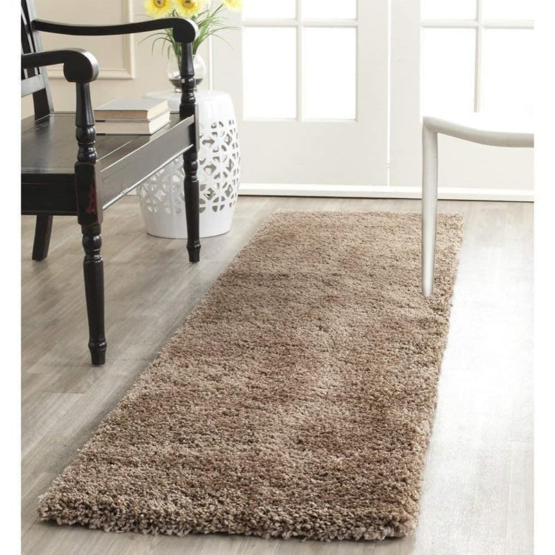 TRANQUIL Polyester Fluffy Fur Rug Shaggy Modern Carpet for Living Room, Bedroom, Guest Room, Kids Room (2x6 Feet, Beige)