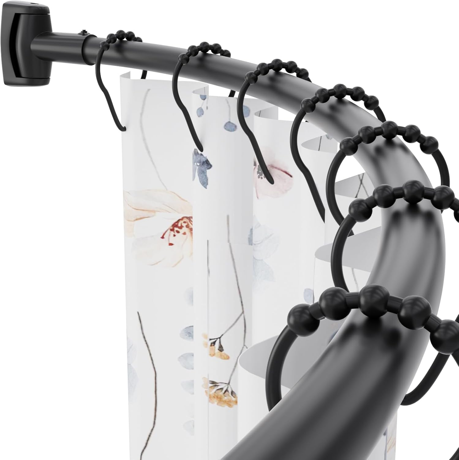 Adjustable 50-85 inches Curved Shower Rod, Extra Wide, Rustproof, Round Shower Curtain Rod for Bathroom, Shower Stall, Need to Drill, Black Black 50-85 inches