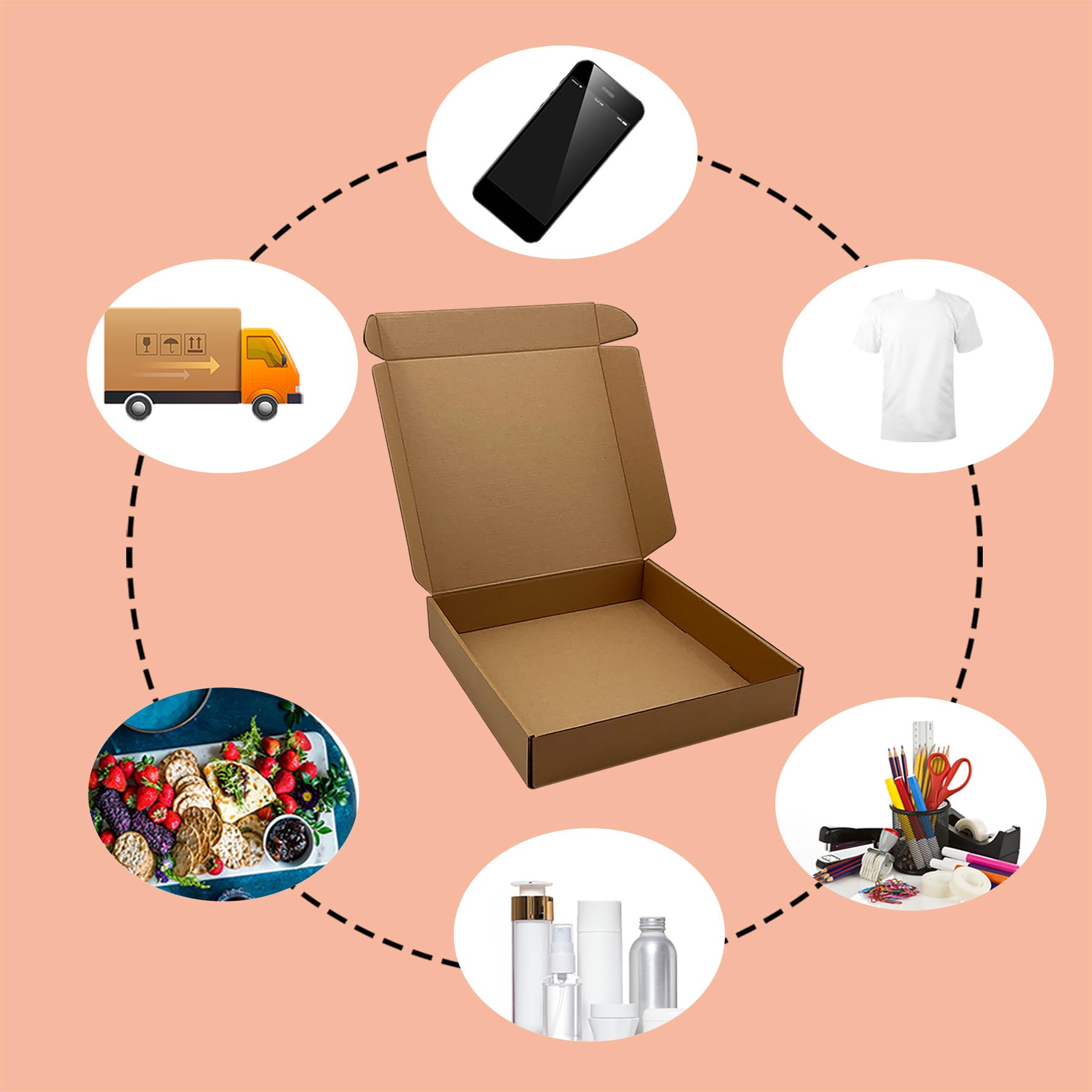 Juego de 20 cajas corrugadas marrones de 10 x 10 x 2 pulgadas para embalaje de pequeñas empresas, cajas de correo a granel para cumpleaños, bodas, fiestas y libros