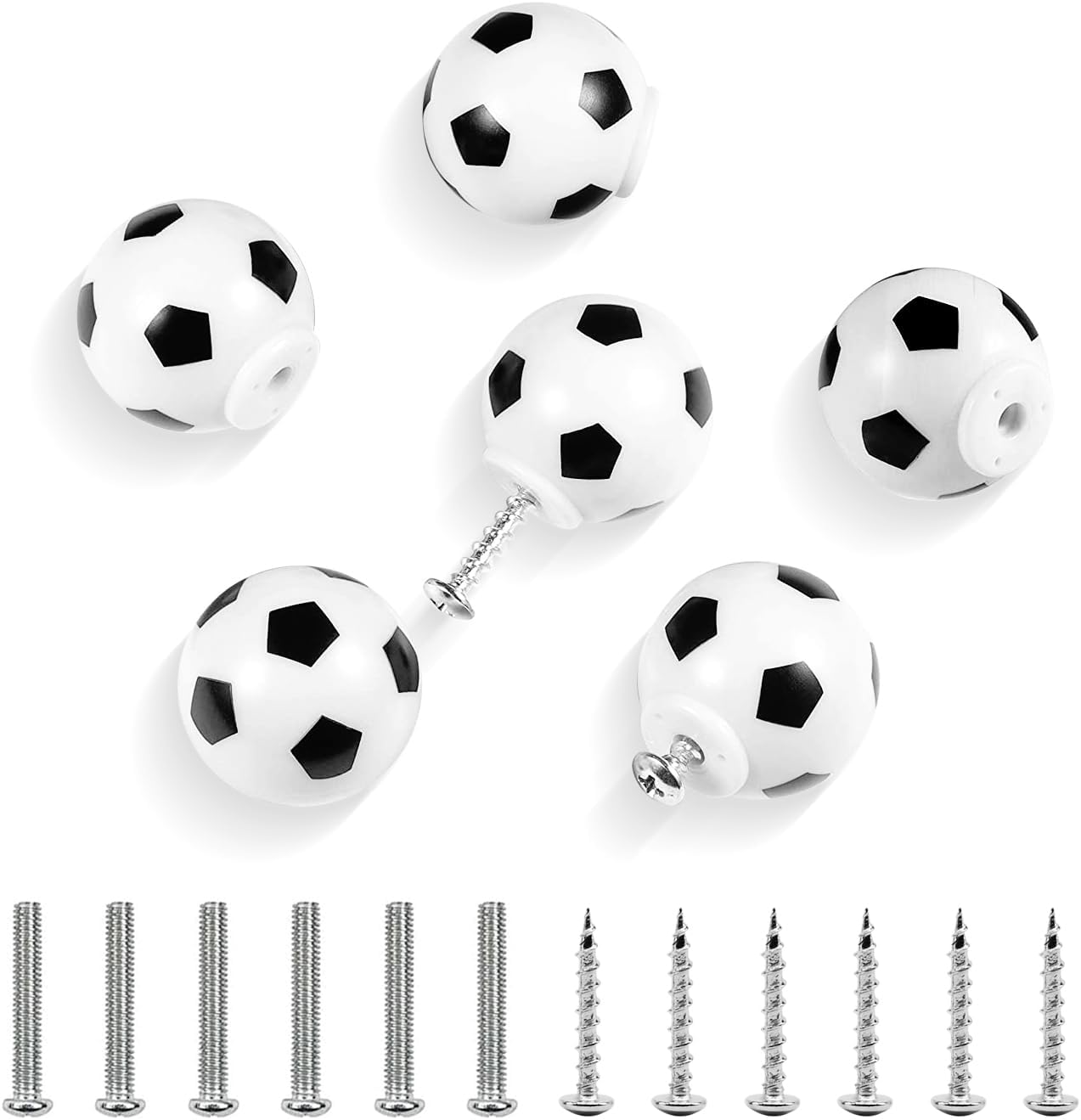 6Pcs Football knobs Handles Soccer Knobs Football Dresser Knobs for Dresser Cupboard Wardrobe Cabinet Home Kitchen Bathroom Wardrobe (6pcs)