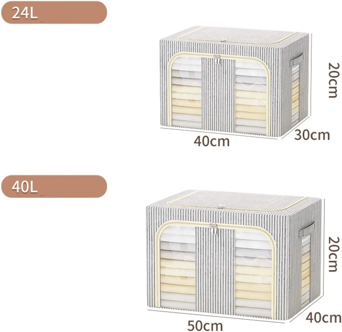 Storage Bag for Clothes Bedding Clothes Storage Bags with Clear Window and Handle Foldable Storage Bag for Bedding Storage Container(Yellow,28L)