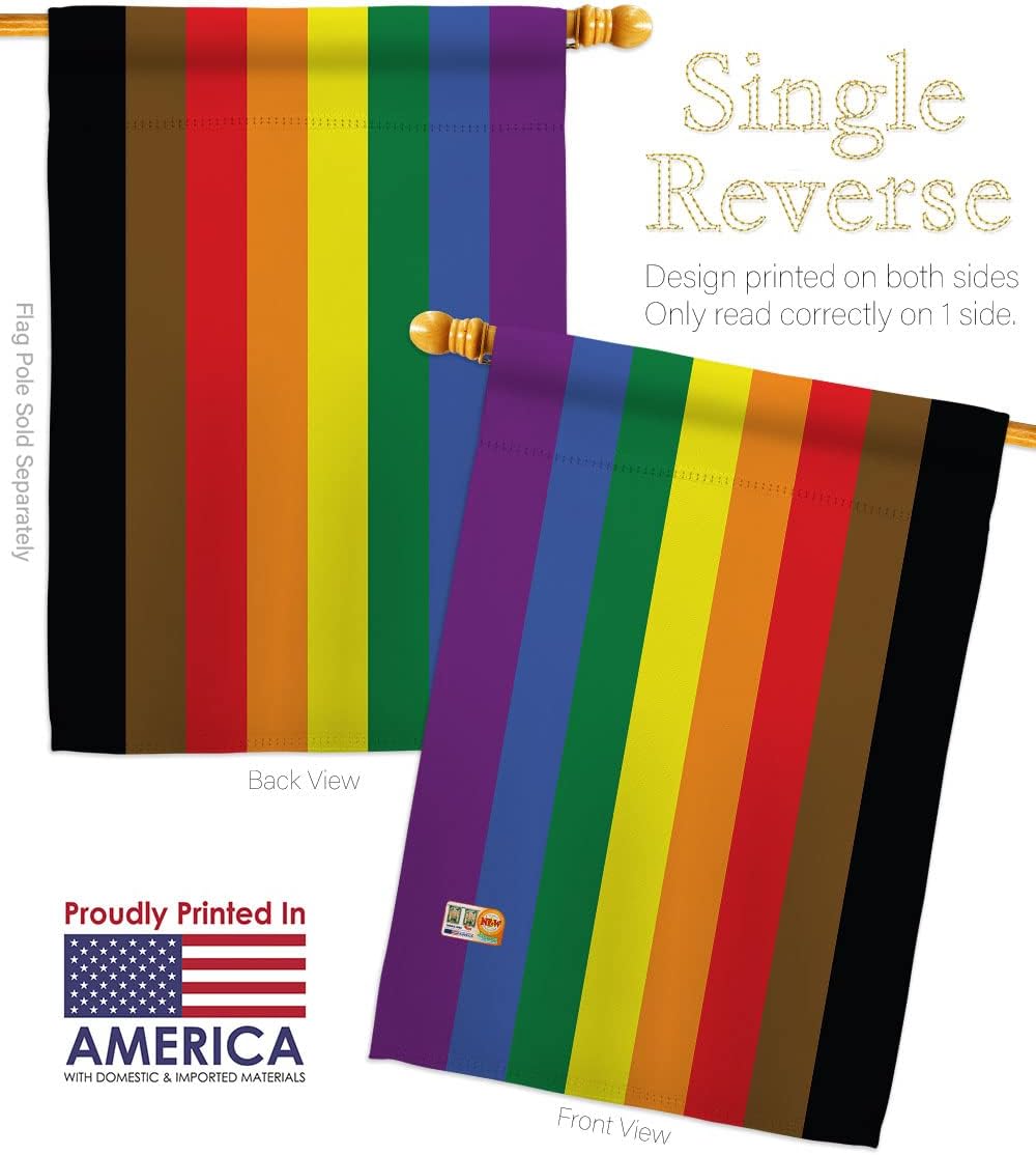 Americana Home & Garden Pride Philadelphia Rainbow House Flag Support Rainbow Love LGBT Gay Bisexual Pansexual Transgender Small Decorative Gift Yard Banner Made in USA 28 X 40