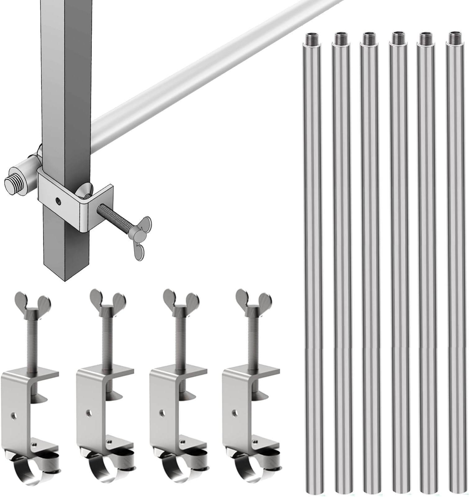 Universal 3-Segment Rotatable Canopy Tent Rail Bars for 10X10,10X15,10X20 Pop-Up Canopy, Tent Half Wall Hardware Only, Cross Bars for Our 10x10 Tent Light Curtains, 2-Pack