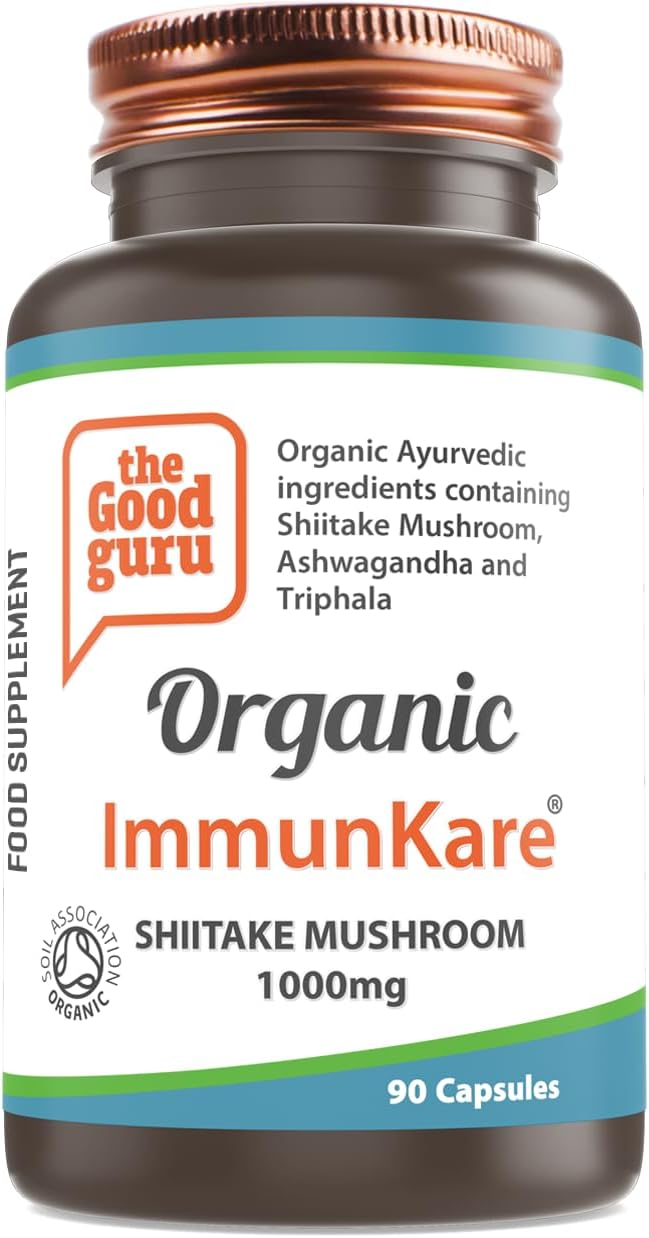 The Good GuruOrganic Immune System Support Supplement | Vegetarian and Vegan Friendly - Contains Ashwagandha, Triphala & Shiitake Mushrooms | Soil Association Certified - 90 Capsules