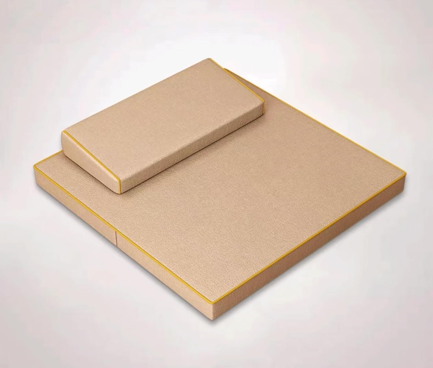 Grand Coussin De Méditation, Tapis De Méditation Carré Fabriqué à La Main, Coussin De Sol Pliable Portable, Coussin De Yoga En Lin Et Fibre De Coco(Size:70x70cm(28x28inch),Color:Champagne color-1)