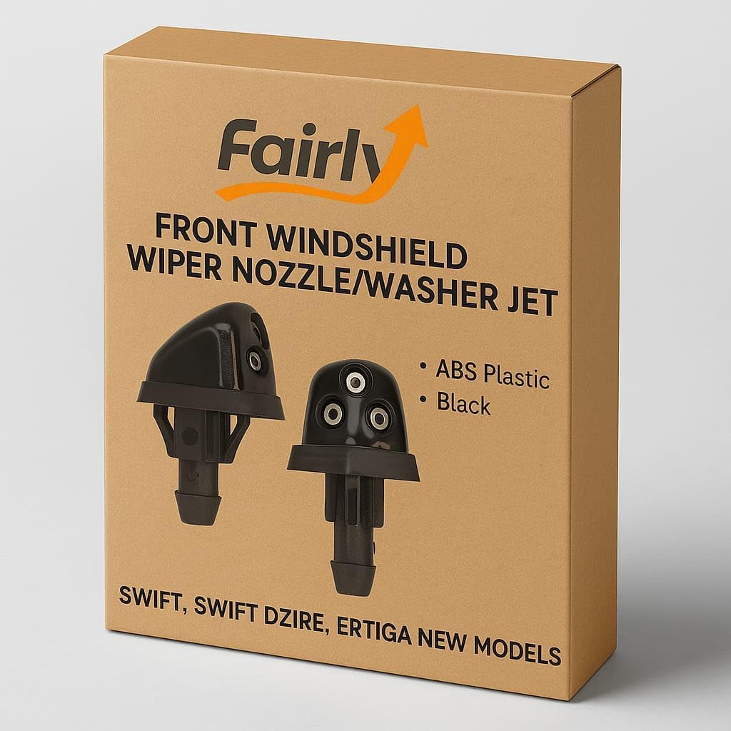 Fairly Windshield Wiper Washer Nozzle Jet – Pack of 2 – Front Spray Nozzles for Swift, Swift Dzire, Ertiga New Models – OEM Quality Black ABS Plastic – Precision Fit for Smooth Cleaning-image-1