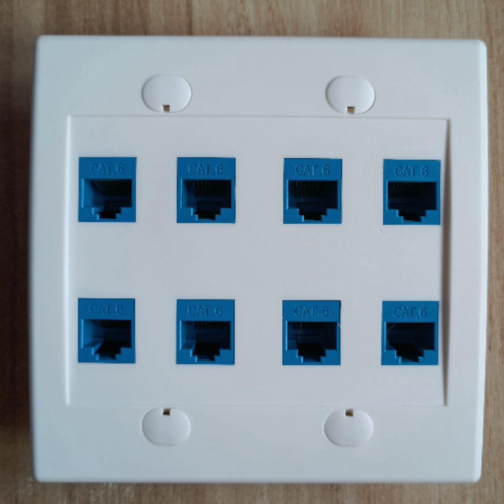 6X Plaque Murale Ethernet 8 Ports - Double Gang Cat6 RJ45 Jack Câble Réseau Façade à - Bleu