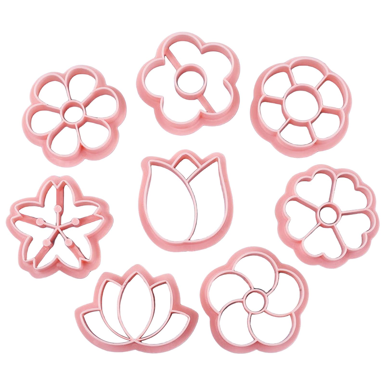 MICFENY Pack Of 8 Flower Cookie for Baking Enthusiasts Biscuit Fondant Embosser Stamp Rusts Resistant Dessert Bakewares