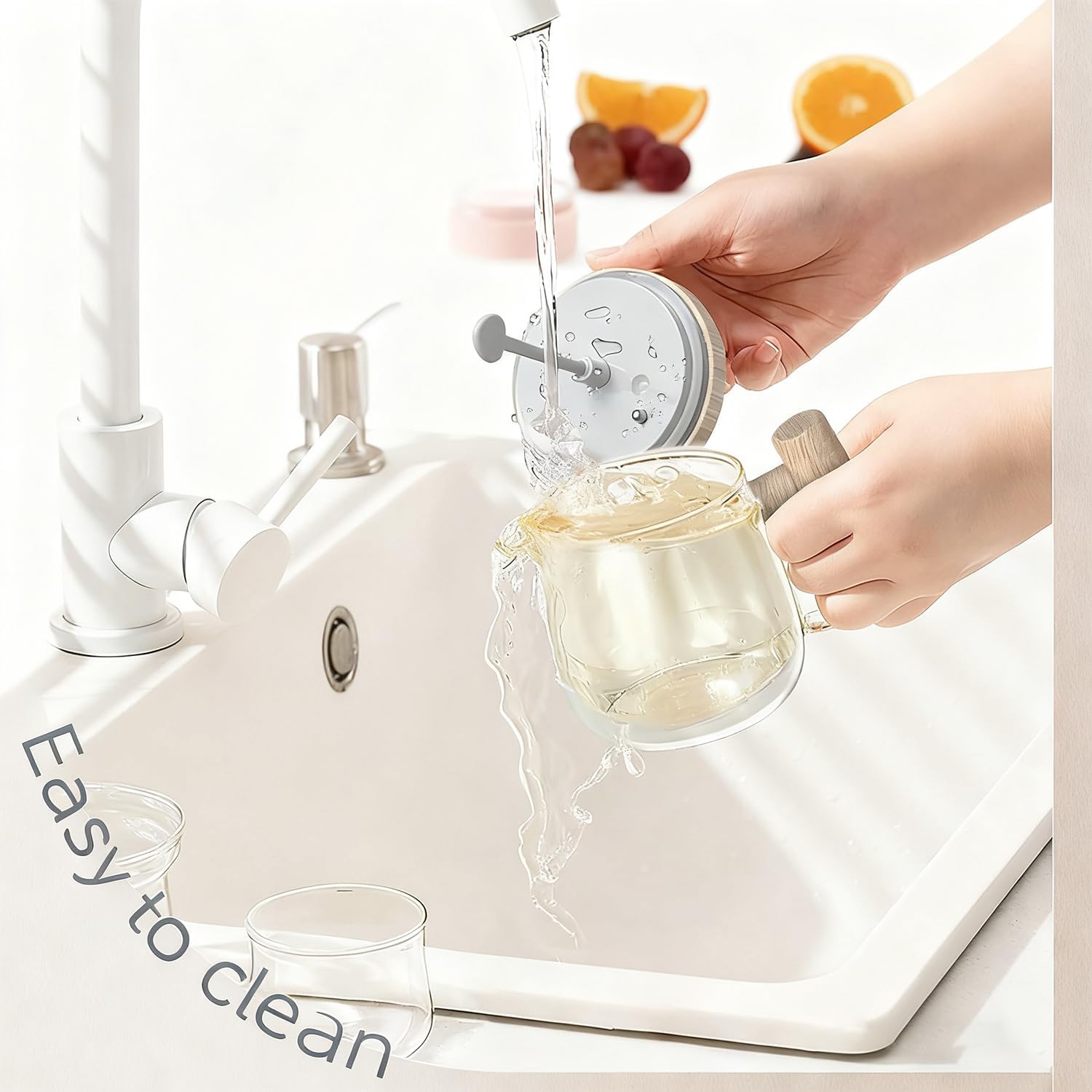Automatic Stirring Mug, Glass Self Stirring Cup with Detachable Stirring Rod - 13.5oz Electric Mixer Cup for Coffee, Tea & Protein Shakes, Ideal Gift for Home/Office/Travel Use