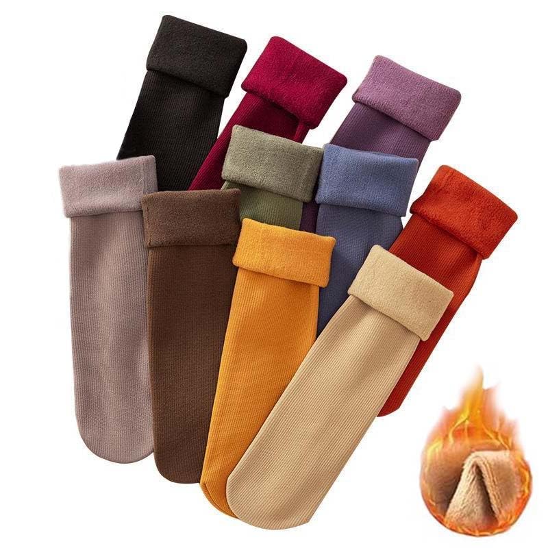 New Snugly Velvet Winter Thermal Socks - 10 Pairs Thickened Warm Cashmere Socks for Snow and Cold Weather
