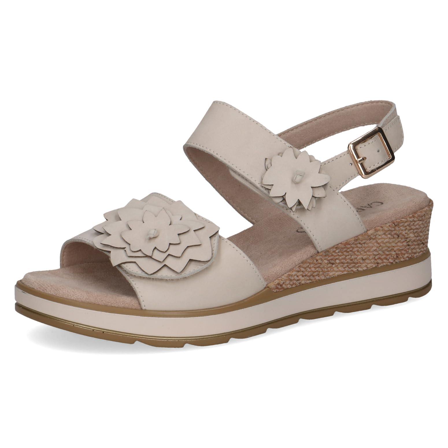 Caprice women's flat sandal in leather, White (SNOW NUBUC), 6.5 UK