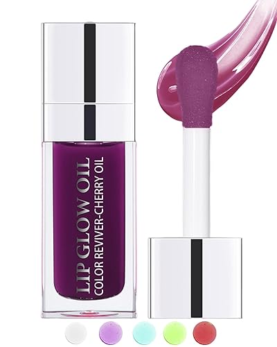 Glow Reviver - Aceite labial hidratante para labios secos, aceite labial transparente con efectos regordetes, hidratante, regalo de maquillaje para