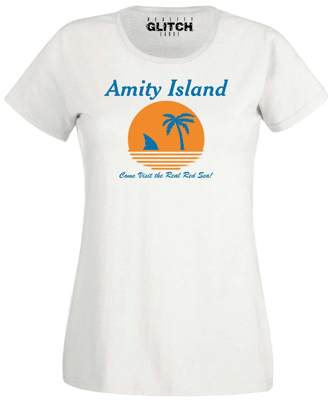 Reality Glitch Women's Amity Island Fitted T-Shirt White