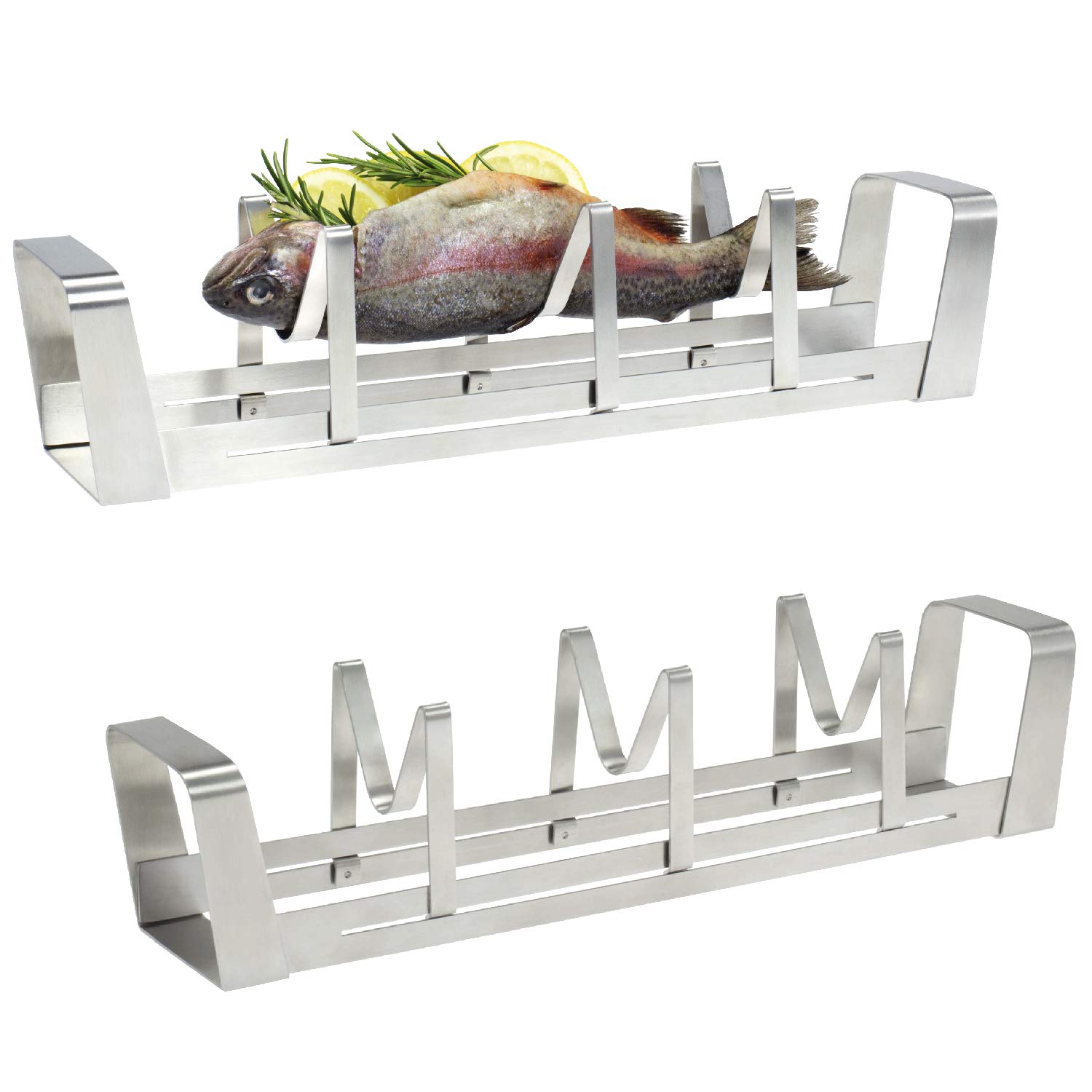 bremermann BBQ Fischhalter, Fischgriller, Fischbräter 2er-Set