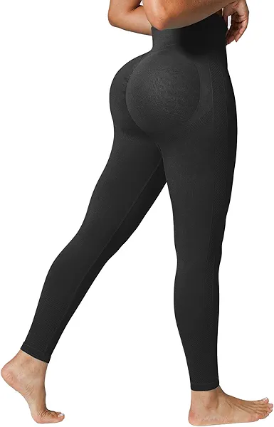 BRXL Workout Leggings for Women Butt Lifting Tummy Control High Waisted Seamless No Front Seam Gym Yoga Pants Black M