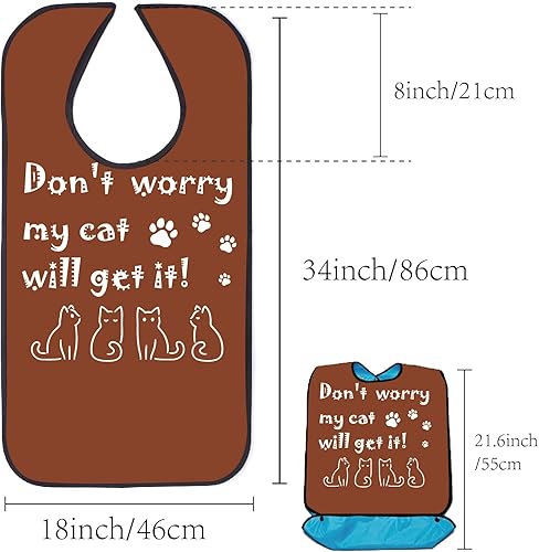 Miniatura 2 de CREATCABIN Babero clásico para adultos a cuadros para ancianos, impermeable, lavable