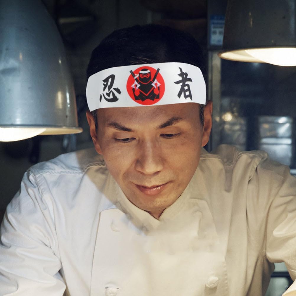Ninja Chef Hairband Set 8Pcs Japanese Sushi Headband Karate Bandana for Cooking Martial Arts Training and Themed Parties - Image 5