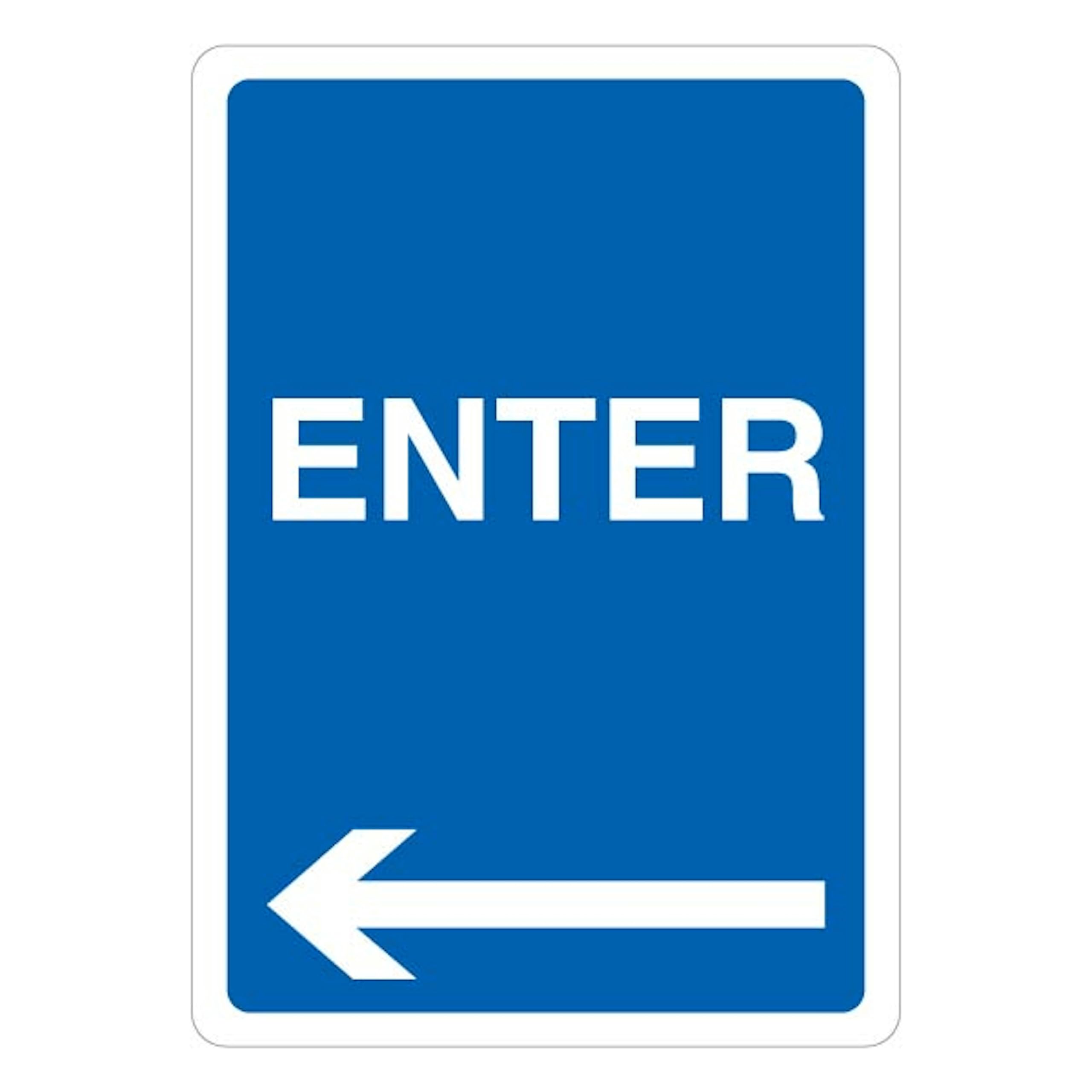 V Safety Enter - Arrow Left 210 x 297 mm (A4) - Glow In The Dark 1mm Rigid Plastic Safety Sign