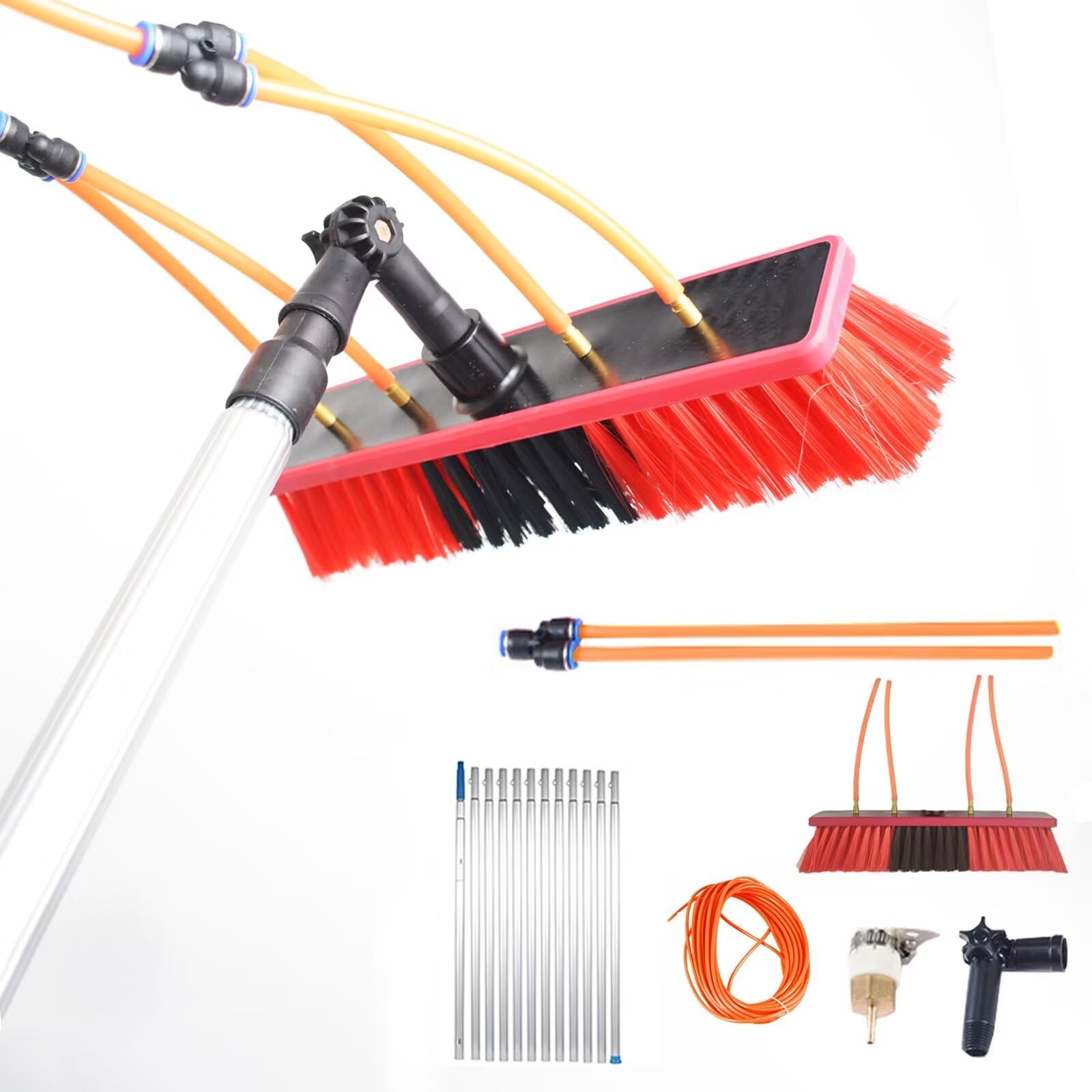 Kit di pulizia per pannelli solari, 4 sezioni per pareti e muri, include testina da 139,7 cm per manutenzione camion e cura del sistema