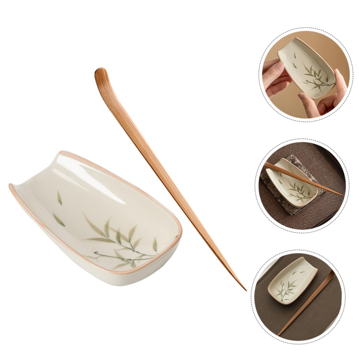 LABRIMP 1 Set Tea Leaf Storage Dish with Nonstick Tea Spoon and Beans for Home Office