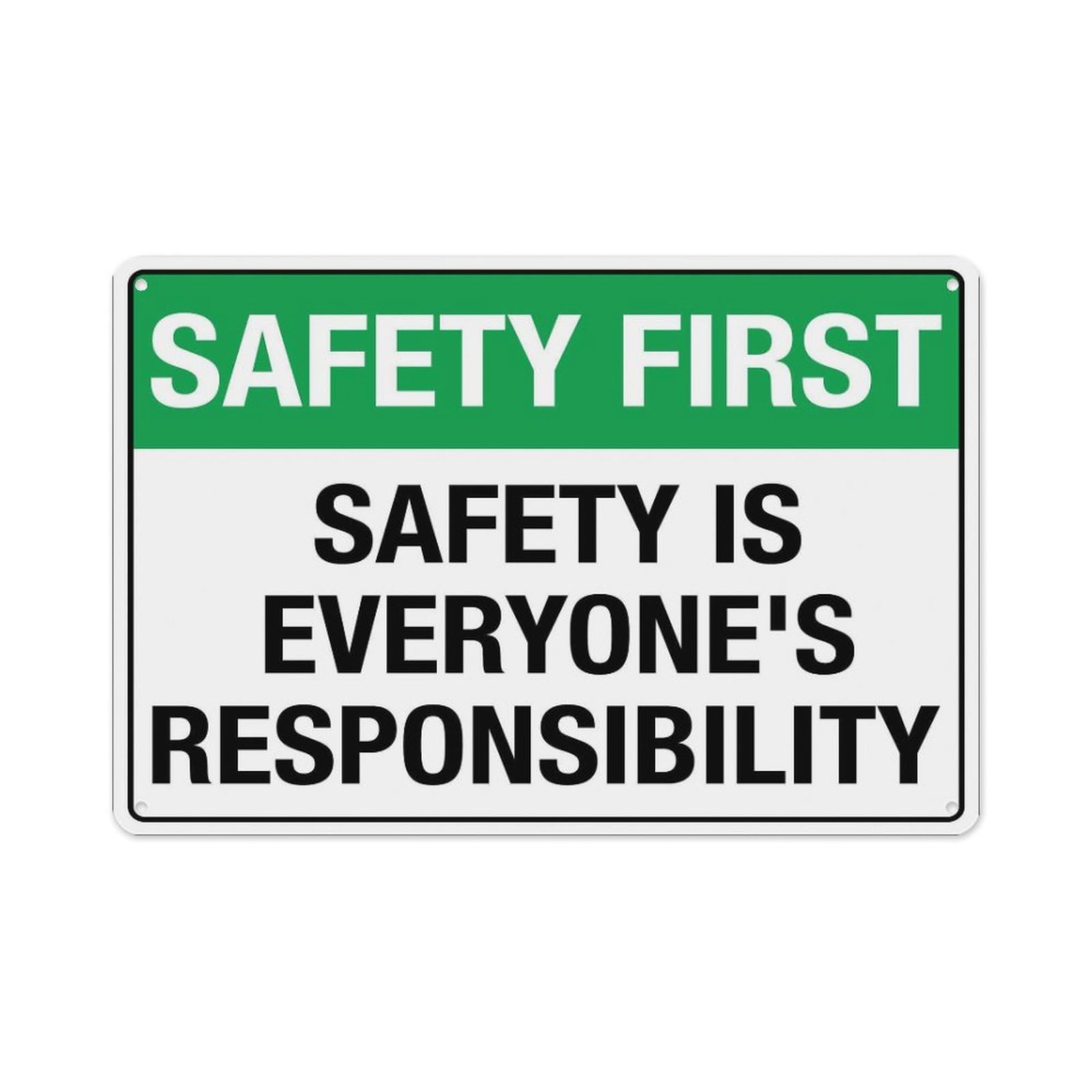 peiyeety Safety First Safety Is Everyone'S Responsibility Sign Aluminum Tin Warning Signs For Home Outdoor Garden 12X16 Inches