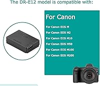 Vista 3 de Raeisusp Cable USB 8.4V ACK-E12+DR-E12 DC Acoplador LP-E12 Batería Simulada para Canon EOS M M2 M10 M50 M100 M200 Kiss M, Kiss M2 EOS M50 Mark II