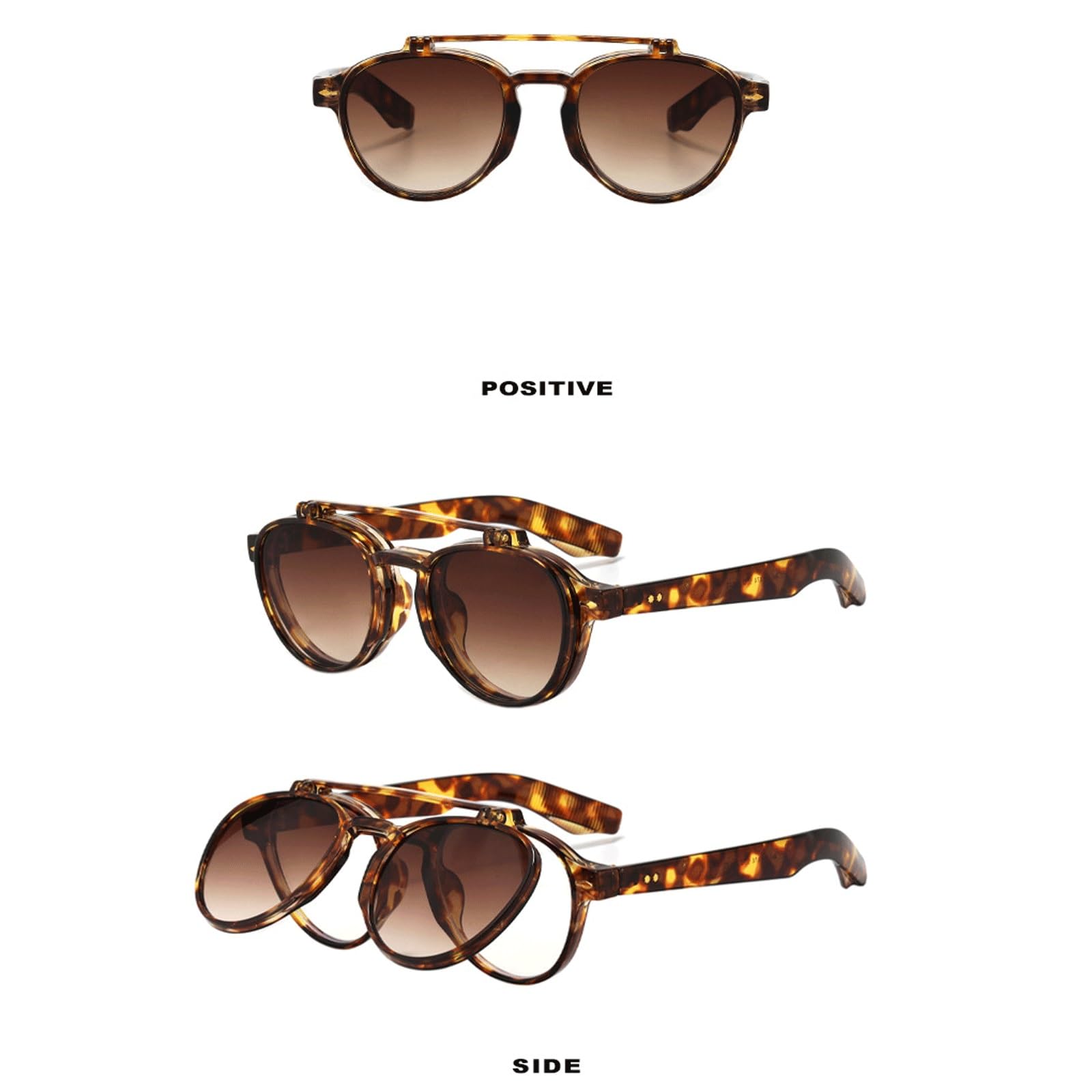 Monturas de Gafas abatibles Que bloquean Las Gafas de Sol | Gafas sin receta for ordenador, gafas de lectura de Metal for PC, unisex(Leopard)