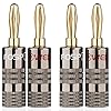 FosPower Bananenstekker High End luidspreker/banaanplug (2 paar / 4 stuks) 24K [verguld] banana’s voor luidsprekerkabel, wandplaat/hifi – (2 rood & 2 wit)