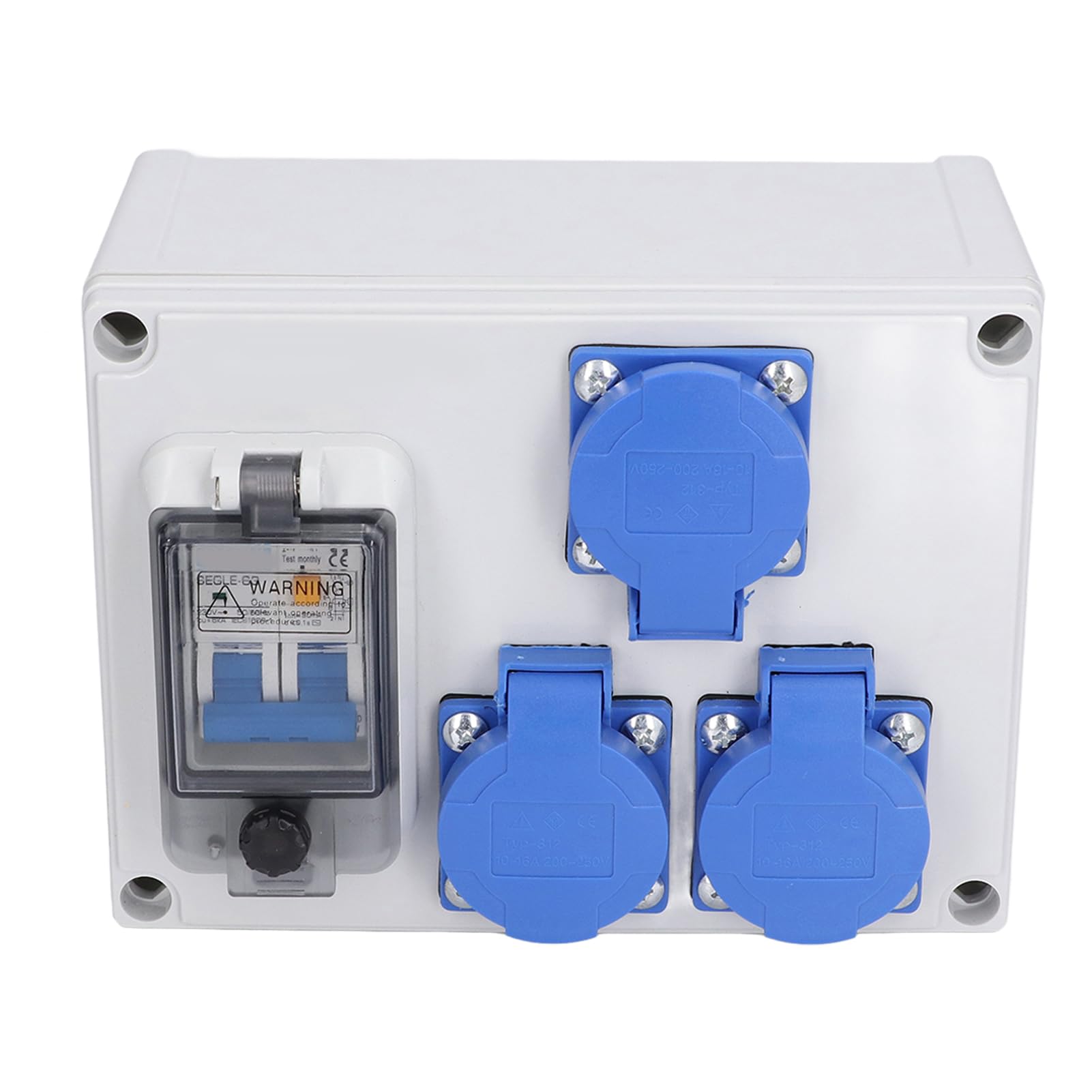 Presa da Muro Tedesca 200-250V 16A IP67 Presa di Corrente 40A 1P+N RCD con Coperchio a Chiusura Automatica per Uso Esterno in Garage da Giardino