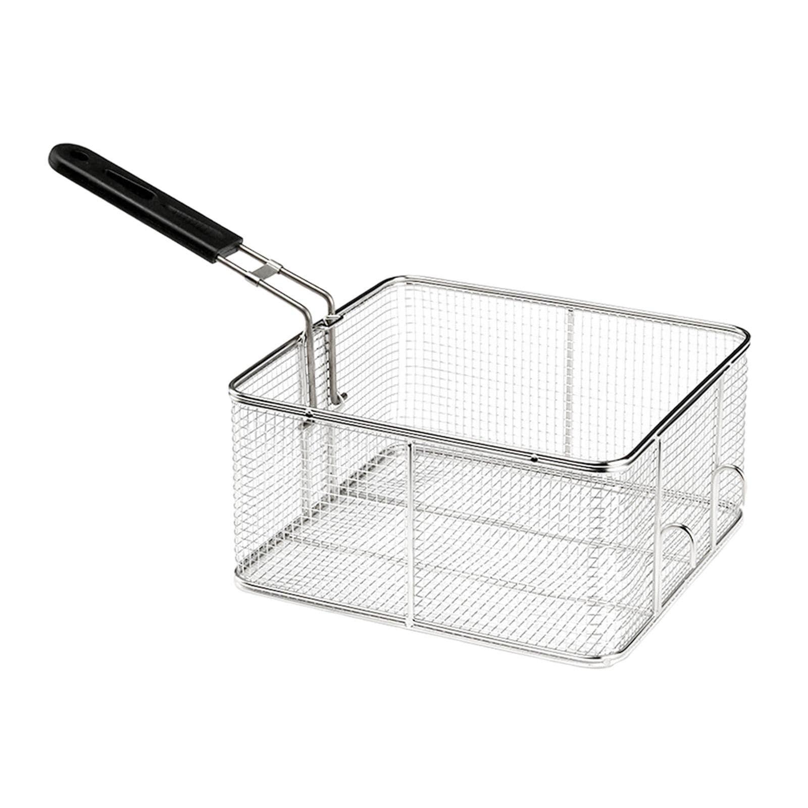 Küchensieb Edelstahl, poliertes Metall feinmaschig Frittierkorb mit verstärktem Griff, Frittierkorb, Siebsieb Frittierkorb zum Frittieren, Kochen, Grillen, Stil E