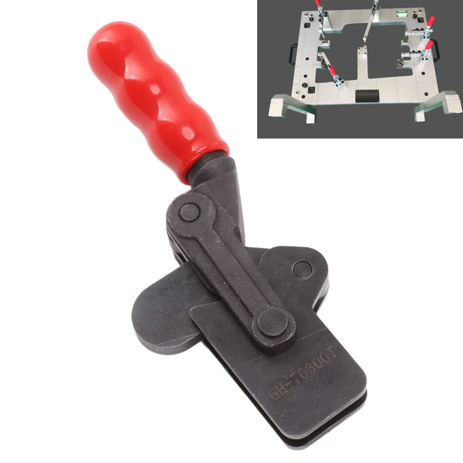 Hyuduo Abrazadera de Palanca, Abrazadera de Liberación Rápida de Empuje y Tracción Resistente GH 70300T Capacidad de Retención de 300 Kg, Bloqueo Rápido para Cajas, Armarios, Maletas con Uso de Fácil