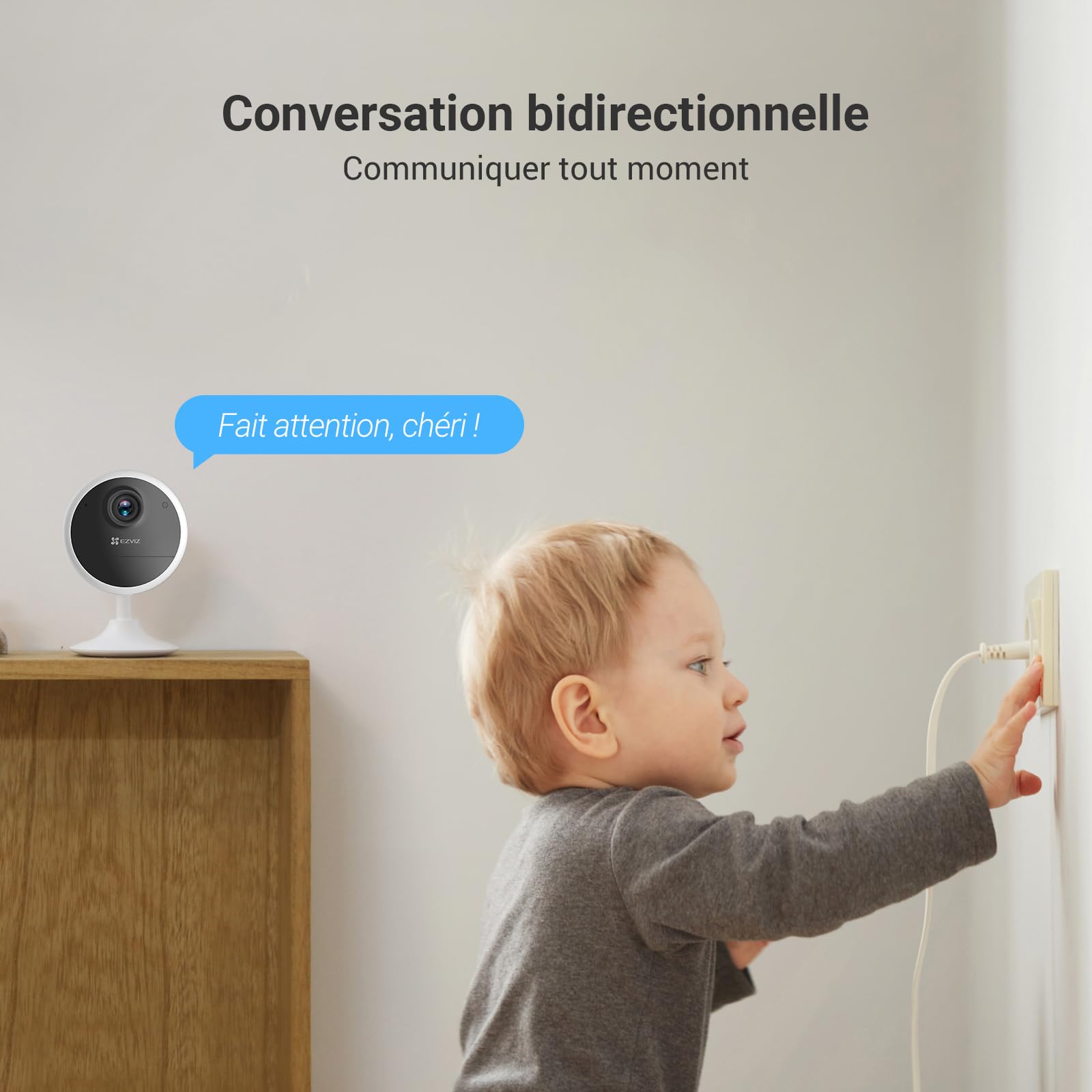 EZVIZ CB1 1080P Camera Surveillance WiFi Intérieur sans Fil sur Batterie 1600mAh, Caméra Bébé WiFi 2.4Ghz, Détection de Personne, 5m Vision Nocturne, Audio Bidirectionnel, Type C, Magnetic Mount